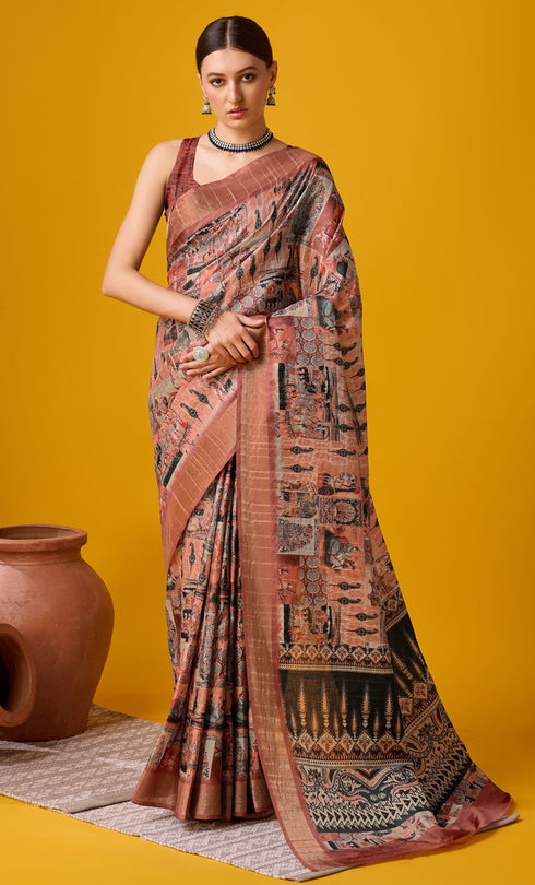 Deeva Sarees Brown Cotton Saree